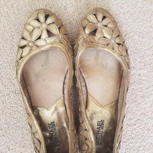 Gold floral Michael Kors Flats